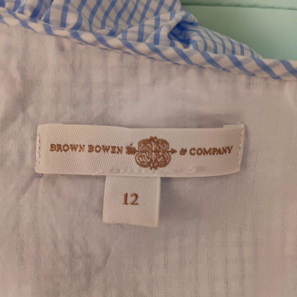 Brown Bowen Company Size 12 Millie Ruffle Dress Seaisland Seersucker One Should - Picture 4 of 11